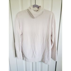 Athleta M Balance Cinch‎ Turtleneck Sweatshirt Cream *Pinhole In Front*
